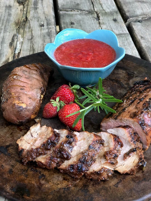 Balsamic Marinated Pork Tenderloin With Strawberry Compote