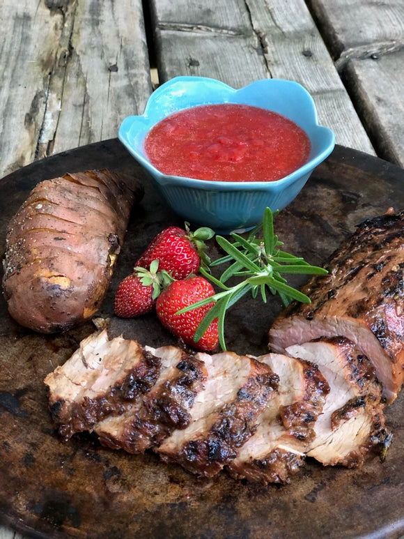 Balsamic Marinated Pork Tenderloin With Strawberry Compote