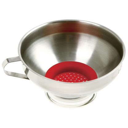 Norpro Stainless Steel Wide Mouth Funnel with Silicone Strainer