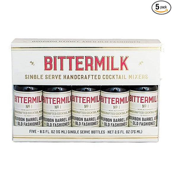 Bittermilk Single Serve No.1 Bourbon Barrel Aged Old Fashioned Mix 5-Pack Bartender Gift Set