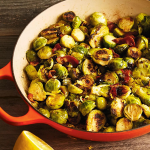 Caramelized Brussels Sprouts with Bacon & Thyme