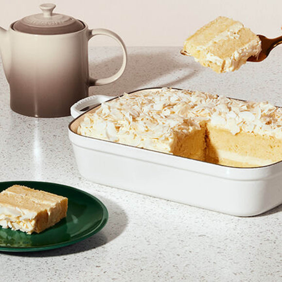 Le Creuset Coconut and White Chocolate Layer Cake