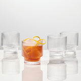 Ribbed Old Fashion Glass Set of 4