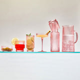 Ribbed Pink Deskside Carafe and Glass Ensemble
