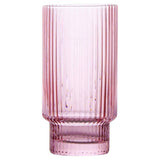 Ribbed Pink Highball Glass Set of 4
