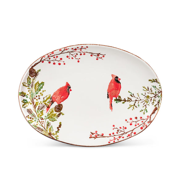 Pine & Cardinal Oval Platter